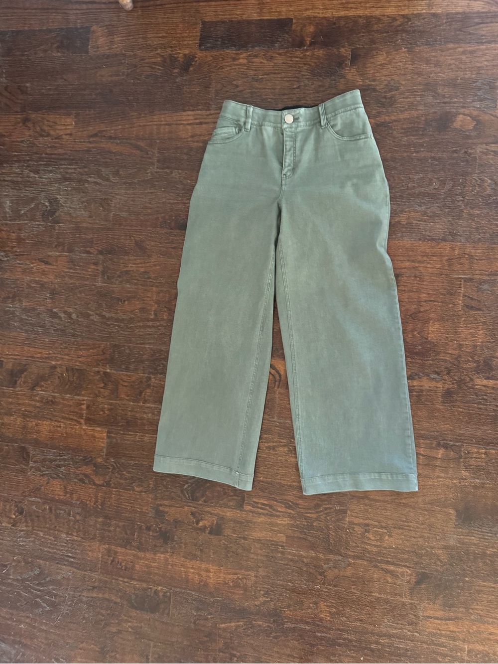 A/X Armani Exchange Olive Cropped Wide-Leg Jeans